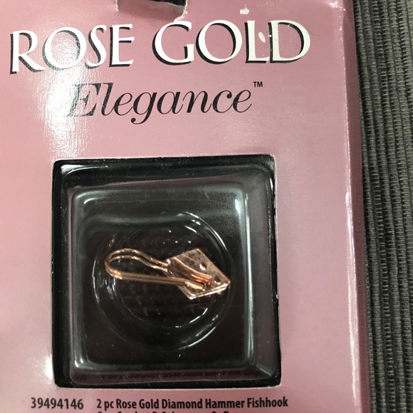 ROSE GOLD FLOWER &HEART CONNECTOR DIAMOND EAR WIRE - Picture 2 of 4